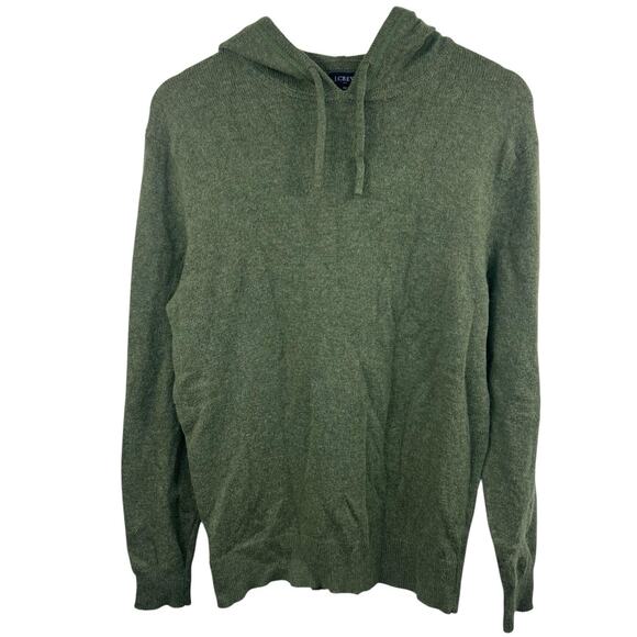 J Crew Olive Green Sweater Hoodie Size M Lambswool blend - Picture 1 of 10